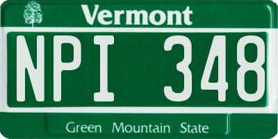 VT license plate NPI348