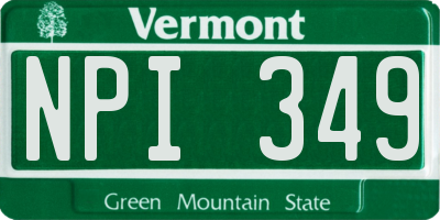 VT license plate NPI349