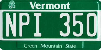VT license plate NPI350