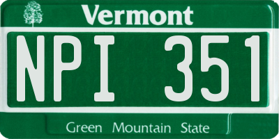 VT license plate NPI351