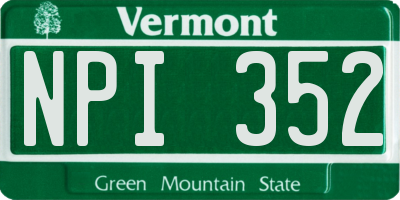 VT license plate NPI352