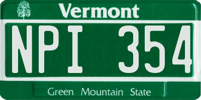 VT license plate NPI354