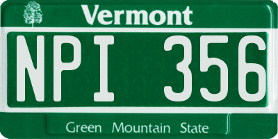 VT license plate NPI356