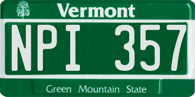 VT license plate NPI357