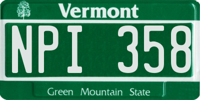 VT license plate NPI358