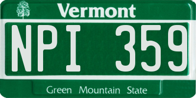 VT license plate NPI359