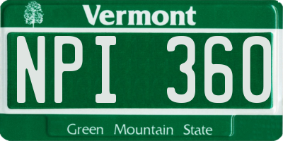 VT license plate NPI360