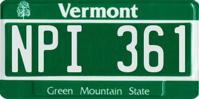 VT license plate NPI361
