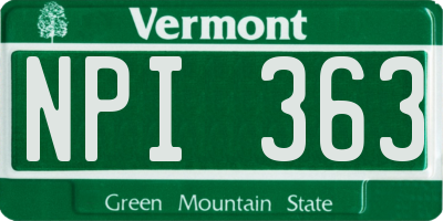 VT license plate NPI363