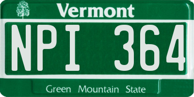 VT license plate NPI364