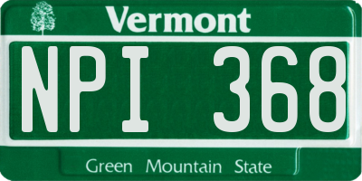 VT license plate NPI368
