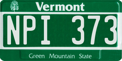 VT license plate NPI373