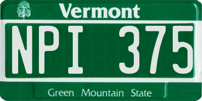 VT license plate NPI375