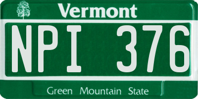 VT license plate NPI376