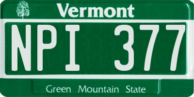 VT license plate NPI377