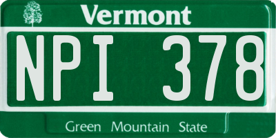 VT license plate NPI378