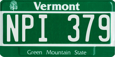 VT license plate NPI379