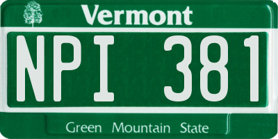 VT license plate NPI381