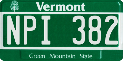 VT license plate NPI382