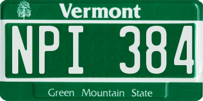VT license plate NPI384