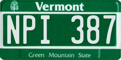 VT license plate NPI387