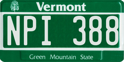 VT license plate NPI388