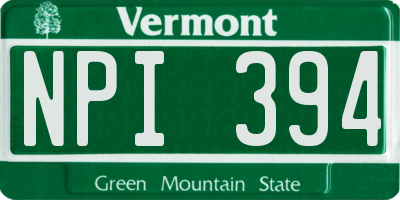 VT license plate NPI394