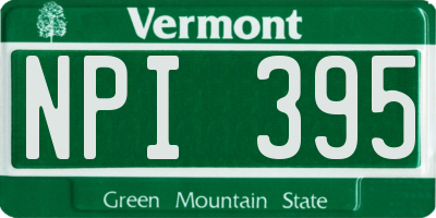 VT license plate NPI395