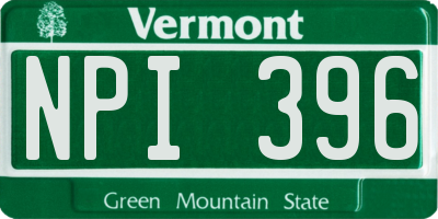 VT license plate NPI396