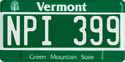 VT license plate NPI399