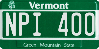 VT license plate NPI400