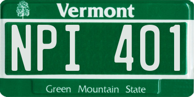VT license plate NPI401
