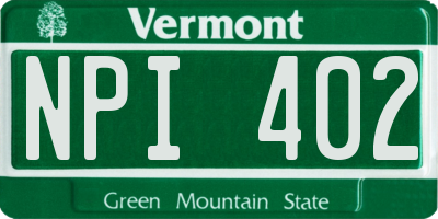 VT license plate NPI402