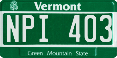 VT license plate NPI403