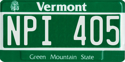 VT license plate NPI405