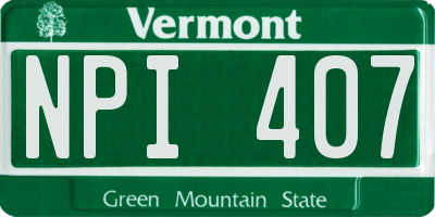 VT license plate NPI407