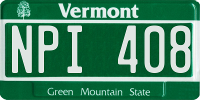 VT license plate NPI408