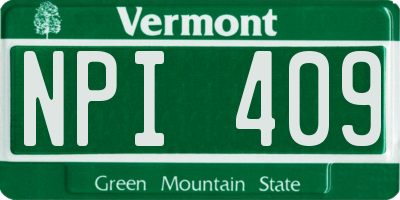 VT license plate NPI409