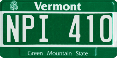 VT license plate NPI410