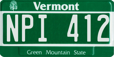 VT license plate NPI412
