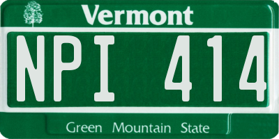 VT license plate NPI414