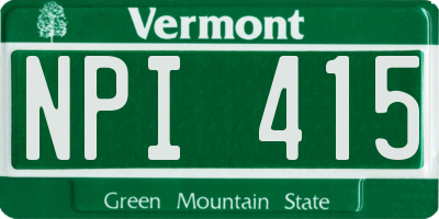 VT license plate NPI415