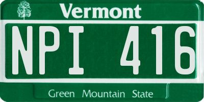 VT license plate NPI416