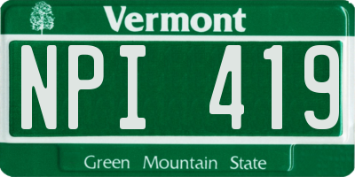VT license plate NPI419