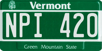 VT license plate NPI420