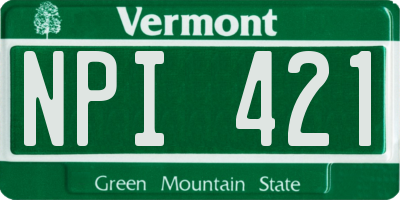 VT license plate NPI421