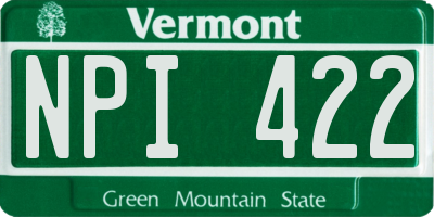 VT license plate NPI422