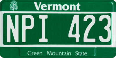 VT license plate NPI423