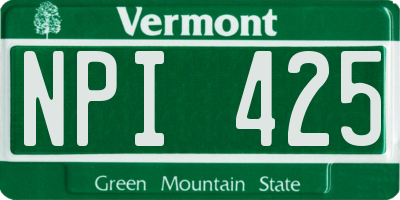 VT license plate NPI425