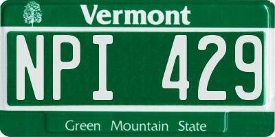 VT license plate NPI429